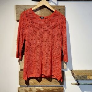 Emotion Orange Crochet Knit Sweater